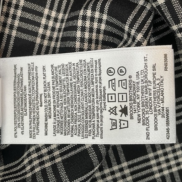 Brooks Brothers Red Fleece Womens Top Size 10 Long Sleeve Plaid Black and White - Picture 7 of 7